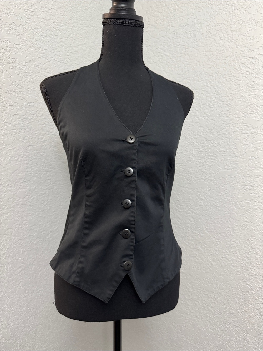 Bailey 44 Black Halter Button-Front Vest Top